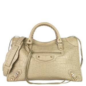 BALENCIAGA Classic City Croc-Embossed Agneau Leather Bag
